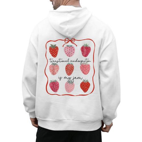 Transitional Kindergarten Is My Jam Strawberry TK Teacher Men's Hoodie Back Print - teacherstshirts.com AU