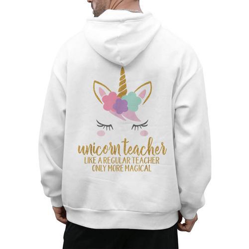 Unicorn Teacher Shirt For Women School Teacher Men's Hoodie Back Print - teacherstshirts.com AU