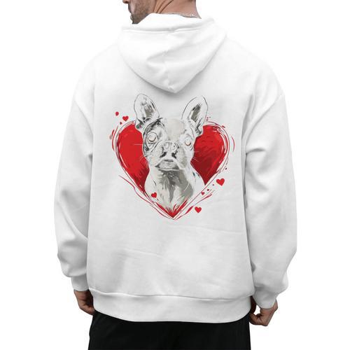 Valentine's Day Boston Terrier Dog Men's Hoodie Back Print - Bostonterriersmerch.com UK