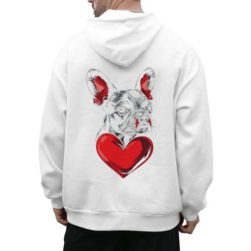 Valentine's Day Boston Terrier Dog Vector Men's Hoodie Back Print - Bostonterriersmerch.com UK