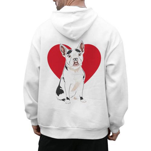 Valentine's Day Boston Terrier Lover Men's Hoodie Back Print - Bostonterriersmerch.com
