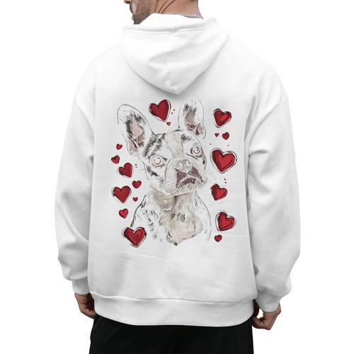 Valentine's Day Boston Terrier Men's Hoodie Back Print - Bostonterriersmerch.com