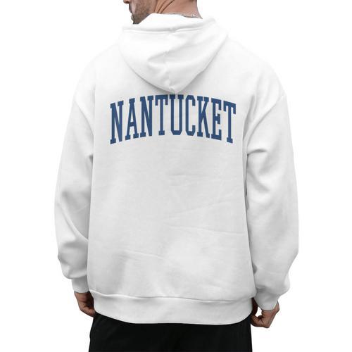 Varsity Grey Nantucket Men's Hoodie Back Print - Bostonterriersmerch.com