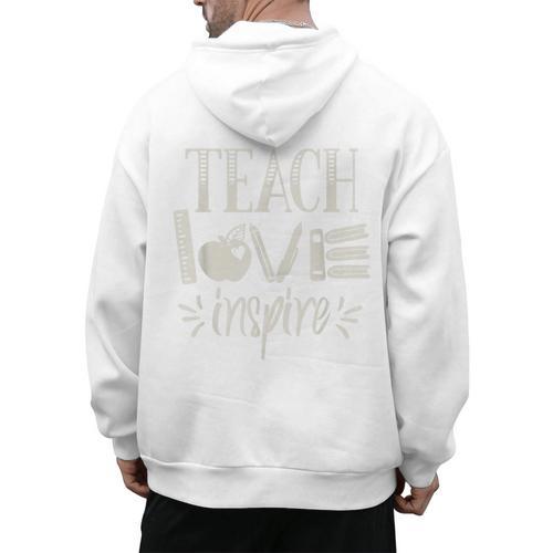 Vintage Teach Love Inspire Red For Ed Teacher Supporter Men Women Girls Kids Men's Hoodie Back Print - teacherstshirts.com