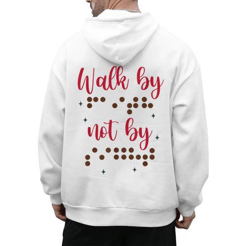 Visually Impaired Teacher Braille Bible Verse Walk By Faith Men's Hoodie Back Print - teacherstshirts.com UK