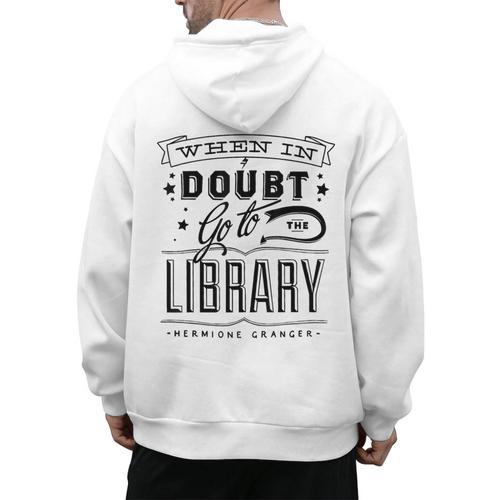 When In Doubt Go To The Library Teacher Vintage Book Lovers Men's Hoodie Back Print - teacherstshirts.com