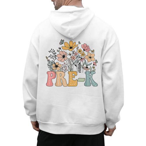 Wildflower Pre-K Preschool Team Floral Teacher Girls Men's Hoodie Back Print - teacherstshirts.com UK