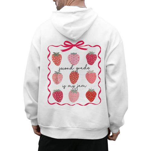 Women Second Grade Is My Jam Strawberry First Kids Teacher Men's Hoodie Back Print - teacherstshirts.com UK