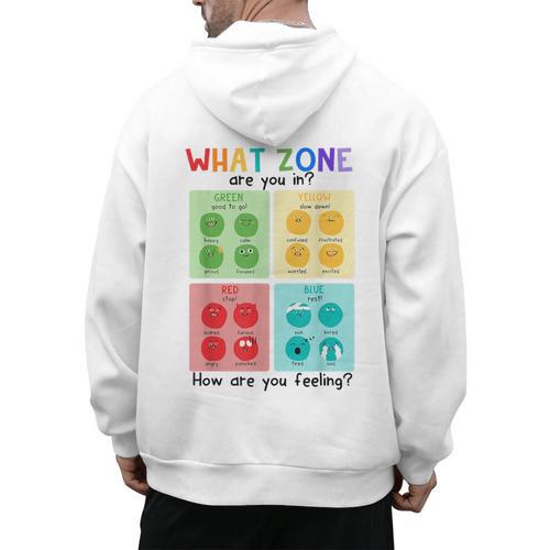 What Zone Are You In How Are You Feeling Teacher Men's Hoodie Back Print - teacherstshirts.com UK