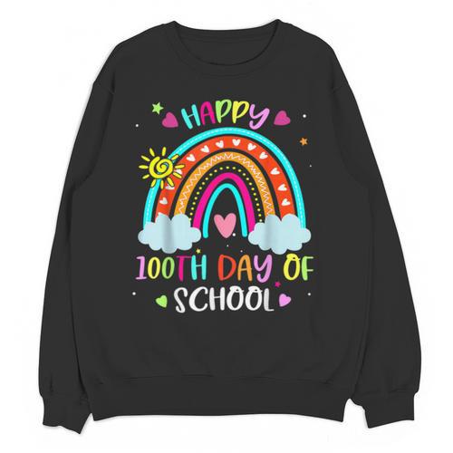 100th Day Of School Rainbow Happy 100 Days Smarter Teacher Unisex Sweatshirt - teacherstshirts.com AU
