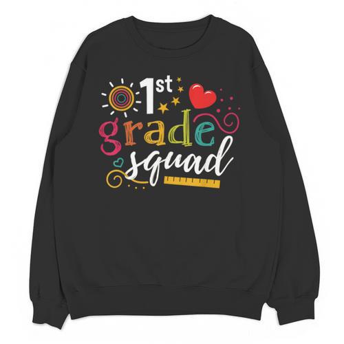 1st First Grade Squad Student Teacher Back To School Unisex Sweatshirt - teacherstshirts.com CA