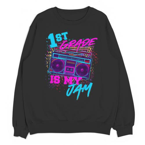 1st Grade Is My Jam Vintage 80s 80's Teacher Student Retro Unisex Sweatshirt - teacherstshirts.com AU