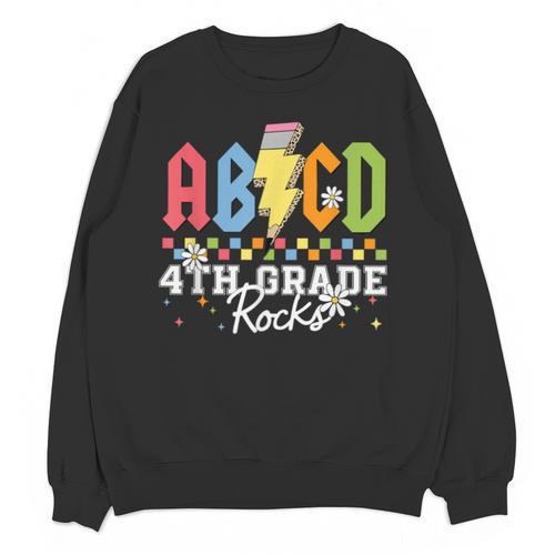 4th Grade Rocks ABCD Back To School Rock Teachers Unisex Sweatshirt - teacherstshirts.com
