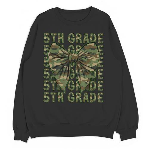 5th Grade Teacher Student Camo Bow Back To School Unisex Sweatshirt - teacherstshirts.com AU