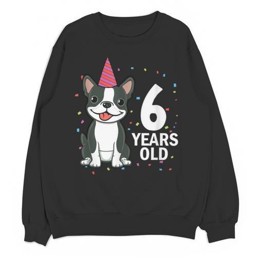 6 Years Old Birthday Boston Terrier Dog Lover 6th Party Kid Unisex Sweatshirt - Bostonterriersmerch.com