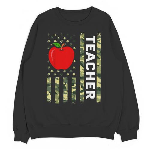 American Flag Camouflage Teacher Patriotic 4th Of July Unisex Sweatshirt - teacherstshirts.com