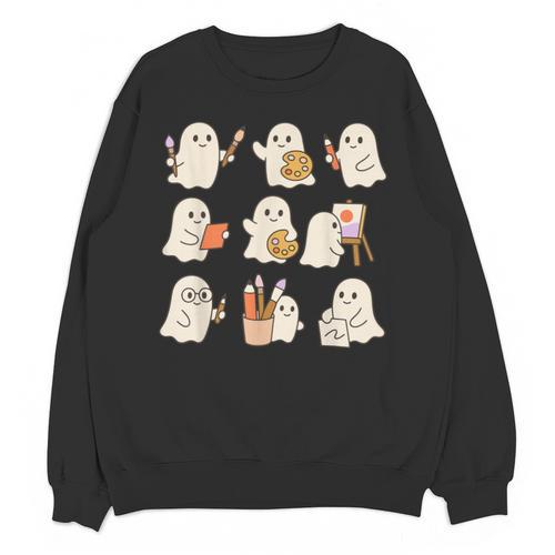 Art Teacher Ghost Halloween Artists Painter Teacher Spooky Unisex Sweatshirt - teacherstshirts.com AU
