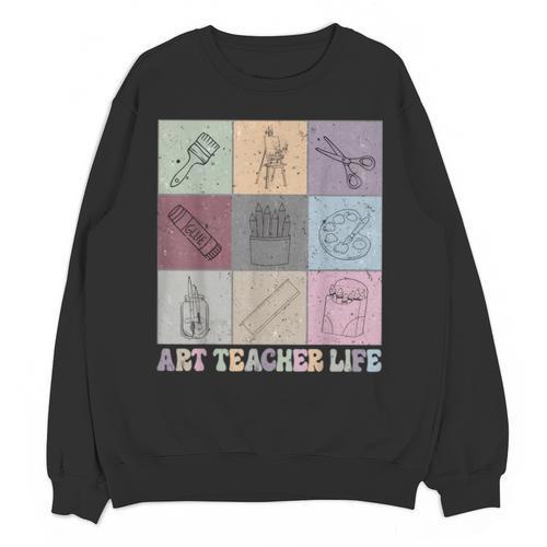Art Teacher Life Retro Groovy Teaching Future Artists Unisex Sweatshirt - teacherstshirts.com CA