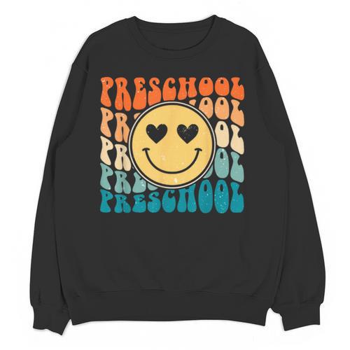 Back To School Groovy Smile Preschool Teachers Students Kids Unisex Sweatshirt - teacherstshirts.com UK