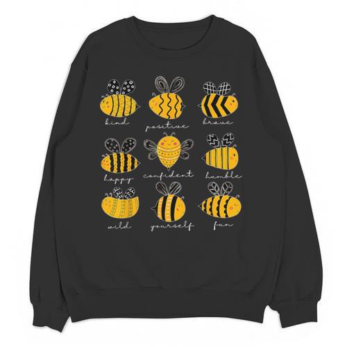 Bee Kind Positive Brave Happy Confident Humble Teacher Unisex Sweatshirt - teacherstshirts.com
