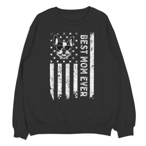 Best Boston Terrier Dog Mom Ever USA Flag For Men Women Kids Unisex Sweatshirt - Bostonterriersmerch.com