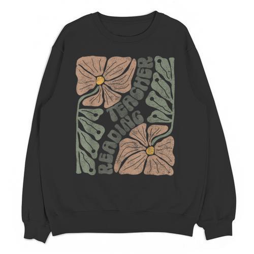 Boho Floral Reading Teacher Retro Reading Specialist Wildfl Unisex Sweatshirt - teacherstshirts.com UK