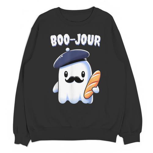 Boo Jour Ghost French Teacher Vintage Teacherlife Groovy Unisex Sweatshirt - teacherstshirts.com