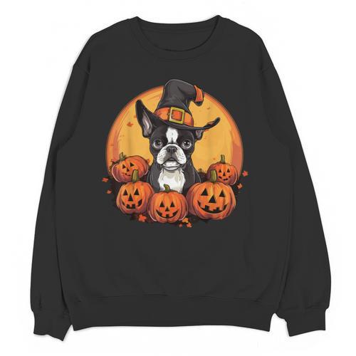 Boston Terrier Bostie Dog Breed Pet Halloween Pumpkins Unisex Sweatshirt - Bostonterriersmerch.com