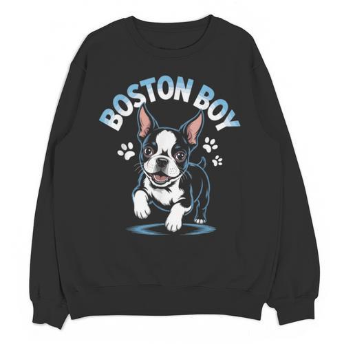 Boston Terrier Boy Cute Cartoon Dog Owner Pet Boston Terrier Unisex Sweatshirt - Bostonterriersmerch.com