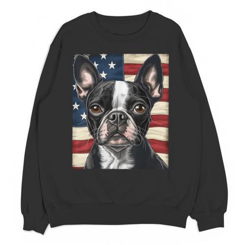 Boston Terrier Dog American Flag 4th Of July Patriotic Puppy Unisex Sweatshirt - Bostonterriersmerch.com