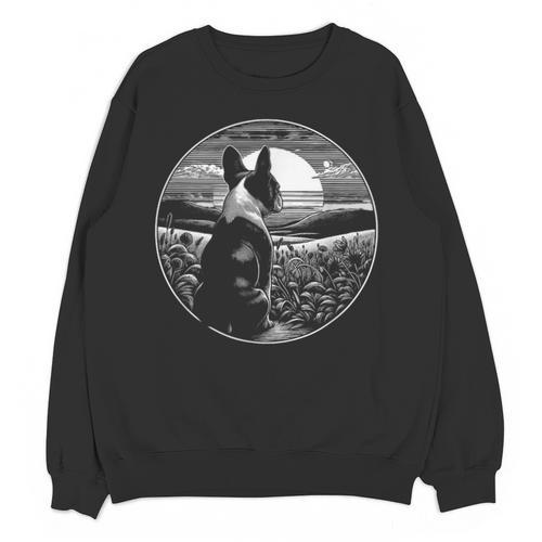Boston Terrier Dog Nature Scene Graphic Art Men Women Girls Kids Unisex Sweatshirt - Bostonterriersmerch.com