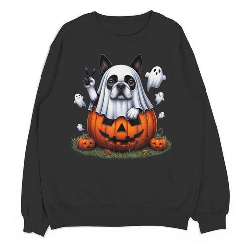 Boston Terrier Ghost Boo Halloween Kids Unisex Sweatshirt - Bostonterriersmerch.com