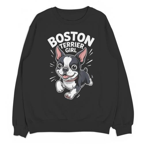 Boston Terrier Girl Cute Cartoon For Dog Owners Pet Terrier Unisex Sweatshirt - Bostonterriersmerch.com