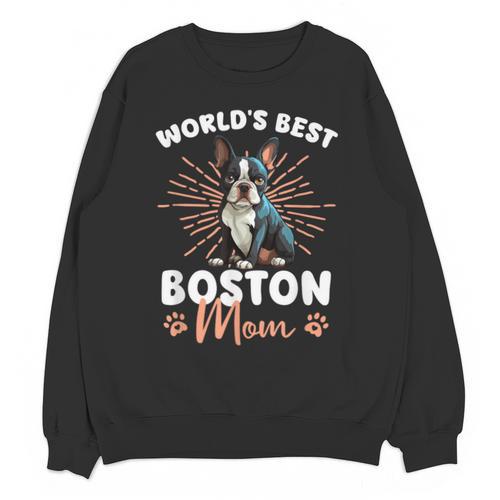 Boston Terrier Groovy World's Best Boston Mom Unisex Sweatshirt - Bostonterriersmerch.com