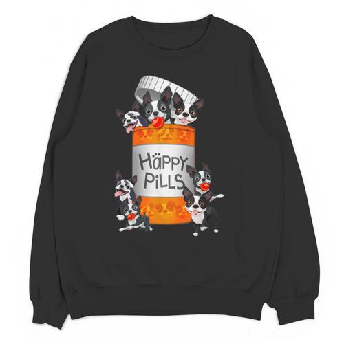 Boston Terrier Happy Pills T-Shirt Unisex Sweatshirt - Bostonterriersmerch.com AU