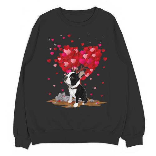 Boston Terrier Lover Heart Shape Boston Terrier Valentine Unisex Sweatshirt - Bostonterriersmerch.com CA