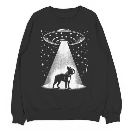 Boston Terrier Mom Dad Dog Alien UFO For Men Women Unisex Sweatshirt - Bostonterriersmerch.com