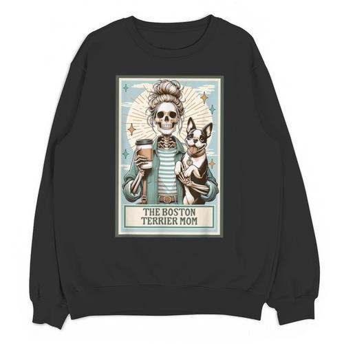 The Boston Terrier Mom Skeleton Spooky Season Halloween Unisex Sweatshirt - Bostonterriersmerch.com