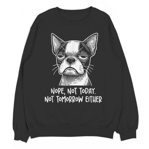 Boston Terrier Nope Not Today Not Tomorrow Either Sarcastic Unisex Sweatshirt - Bostonterriersmerch.com