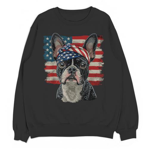 Boston Terrier Patriotic 4th Of July USA American Flag Unisex Sweatshirt - Bostonterriersmerch.com