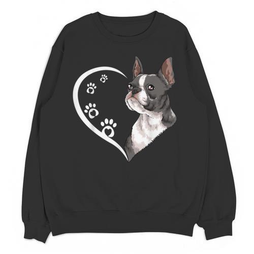 Boston Terrier Shirts For Women Girls Kids Heart Cute Unisex Sweatshirt - Bostonterriersmerch.com