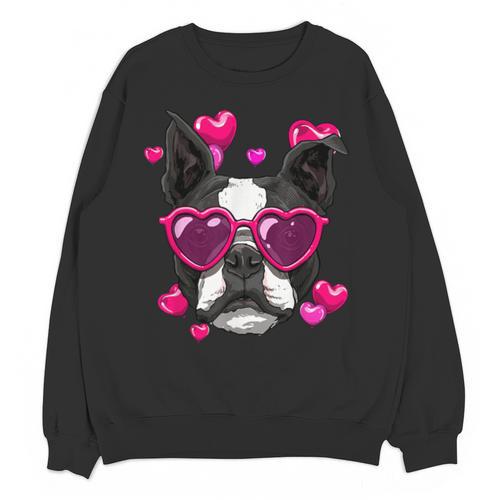 Boston Terrier Valentines Day Shirt Heart Dog Lover Unisex Sweatshirt - Bostonterriersmerch.com