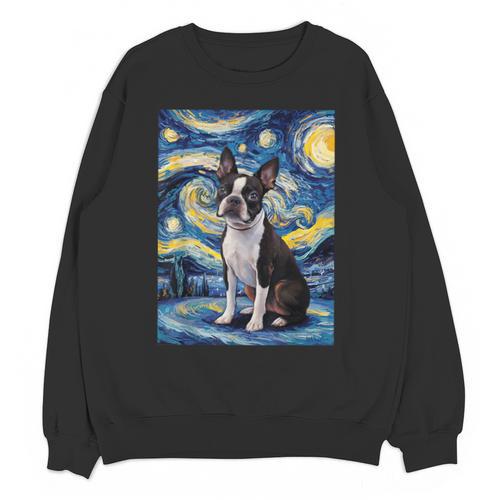 Boston Terrier Van Gogh Starry Night Unisex Sweatshirt - Bostonterriersmerch.com