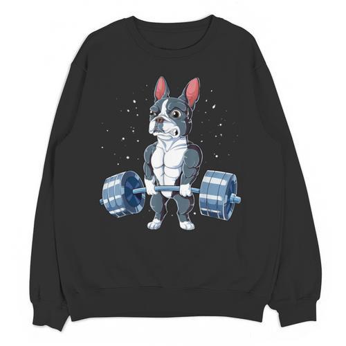 Boston Terrier Weightlifting Deadlift Men Fitness Gym Unisex Sweatshirt - Bostonterriersmerch.com