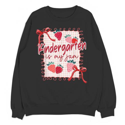 Bow Strawberry Kindergarten Is My Jam Teacher Kinder Team Unisex Sweatshirt - teacherstshirts.com