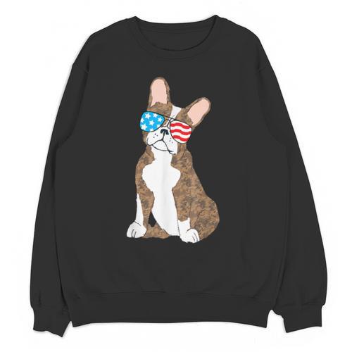 Brindle Boston Terrier Dog Patriotic Shirt USA Flag Unisex Sweatshirt - Bostonterriersmerch.com