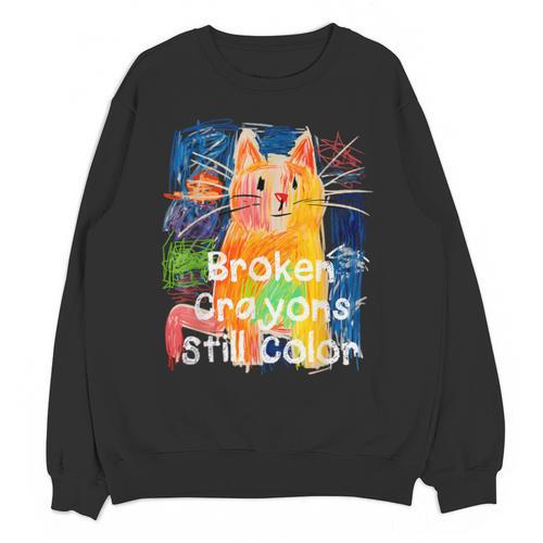 Broken Crayons Still Color Cat Art Teacher Vintage Unisex Sweatshirt - teacherstshirts.com DE