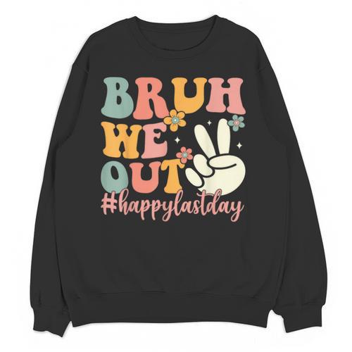 Bruh We Out Teacher Retro Last Day Of School Boys Girls Kids Unisex Sweatshirt - teacherstshirts.com AU