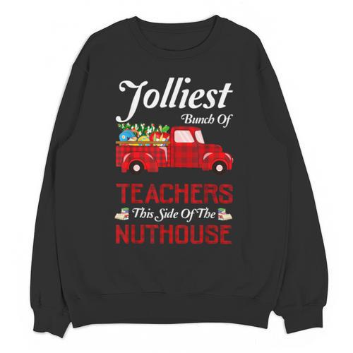 Bunch Of Teachers This Side Of The Nuthouse Xmas Unisex Sweatshirt - teacherstshirts.com AU