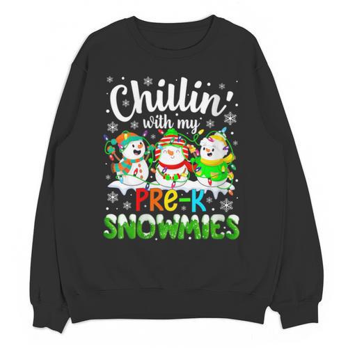 Chillin With My Pre-K Snowmies Christmas Teacher Xmas Unisex Sweatshirt - teacherstshirts.com CA